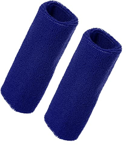 VOCOSTE 1 Paio Polso Fasce Antisudore, Polso Fascia Sudore Assorbente Cotone Terry Tessuto Filato Lattice, 8x15cm Blu