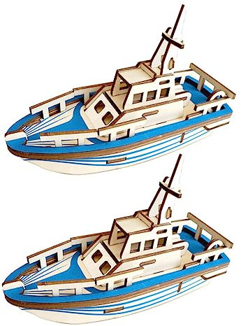 ibasenice 2st Rettungsboot-Puzzle Schiff Boot Handwerk Spielzeug Zusammenbauen Rettungsboot Spielzeug DIY-Puzzle-Schiff Rettungsboot Holzspielzeug Basteln Für Kinder 3D Suite Hölzern Mini