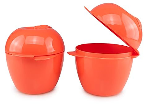 Tupperware To Go Obstbox 2x Apfeldose Dose Behälter Big Apple Apfel Aufbewahrungsbox rosa lachs(incl Kosmetiktasche)