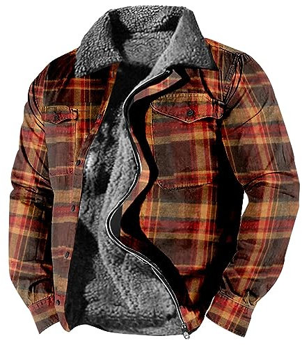 BTBDYDH HolzfäLler Jacke GefüTtert Flanellhemd Herren Plaid Thermohemd HolzfäLlerhemd GefüTtert Hemdjacke Teddyfleece Jacke Tragejacke Winter Mehrfarbig 5XL