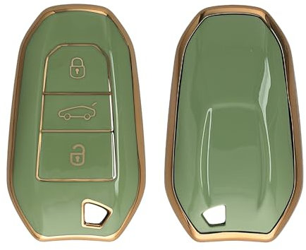 kwmobile Autoschlüssel Hülle kompatibel mit Opel 3-Tasten Smartkey Autoschlüssel Keyless Go - Schlüsselhülle Silikon Cover - Grün Gold