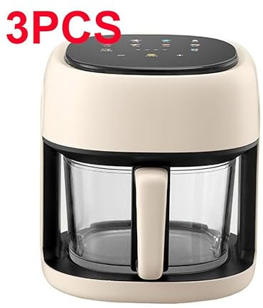 IkErna Freidora de Aire 5L, Vidrio Totalmente Automático Inteligente Transparente Visible Visible Multifunción Electric Electric, 1000W/B/Touch Sn