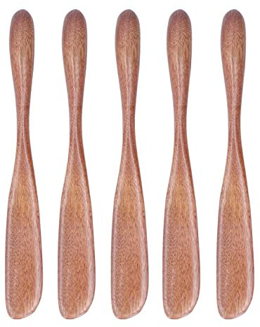 Aramox Butter Knife, 5PCS Wooden Butter Knife Jam Cheese Spreader Tableware for Japanese for Bread Facial Mask (Large paint color)