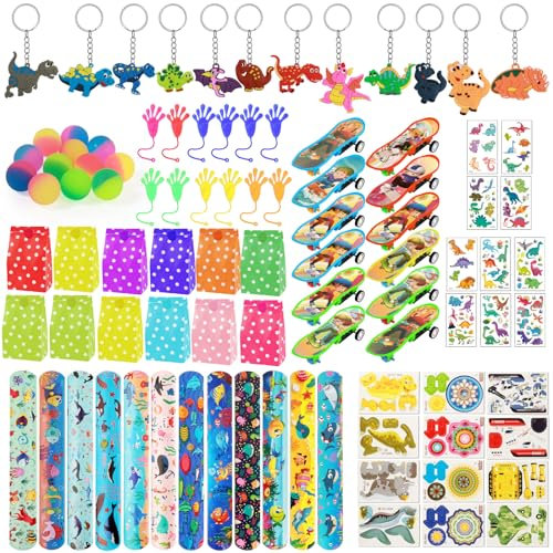 TAIXING 94 Stück Mitgebsel Kindergeburtstag Set, Party Kindergeburtstag Gastgeschenke Mitgebsel Set, Gastgeschenk Kindergeburtstag mit Schlüsselanhänger, Flummi, Klebehand für Mädchen Junge
