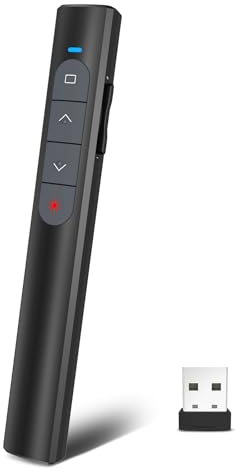 Puntatore Presenter Wireless per Presentazioni, Telecomando Senza Fili PowerPoint a 2.4GHz, Wireless Presenter Penna Clicker per Slide su Computer, adatto a PPT, Prezi - Batterie non incluse