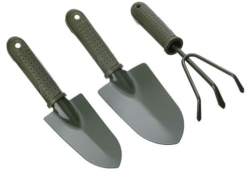Wagoodter Mini Gartenwerkzeug Set klein leicht Eisen Rechen Schaufel Spaten für drinnen und draußen lose Erde und Topfpflanzen 3 teilig (C)