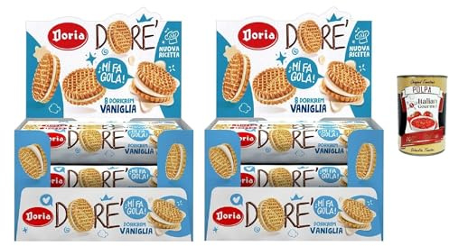 Italian Gourmet Dore' Biscotti Frollini Vaniglia 2 x 20 x 75g Kekse gefüllt | Mürbeteig-Gebäck mit crema dolce, einzeln portioniert, ideale colazione o, Gesamtnettogewicht 1,5 kg + Kostenlos Polpa 400g