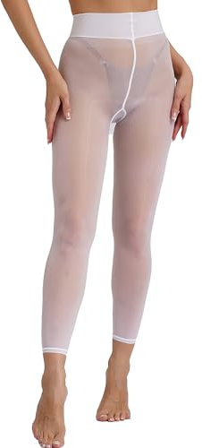 Hedmy Femme Sexy Collant Sans Pied Legging Collant Transparent Elégante Collant Sous Robe Jupe Pantyhose Blanc Taille unique