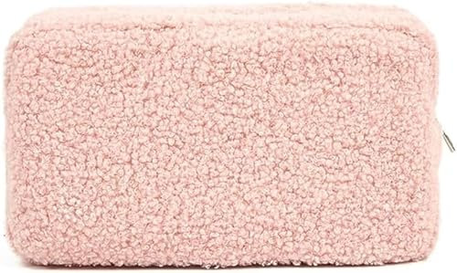 Kosmetiktasche,Teddy Plüsch Make-Up Tasche,Große Kapazität Schminktasche Case,Tragbare wasserdichte Kosmetiktasche für die Reise,Trendige und modische Makeup Organizer Tasche