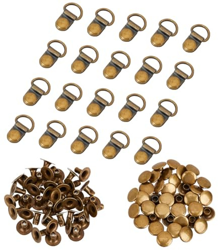 PH PandaHall 40 Set Tibetan Brown Shoes Eyelets Hook Shoes Lace Safety Buckle Metal Shoelace Buckle Loop D‑ring with Rivets for Climb Hiking Shoes Mountaineering Boots Gunmetal