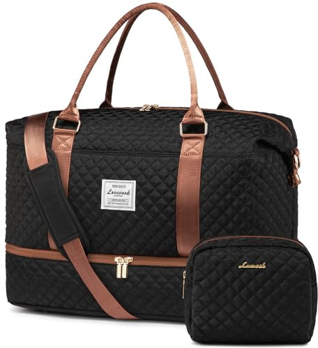 LOVEVOOK Reisetasche Damen Sporttasche Groß mit Schuhfach & Nassfach Weekender Travel Duffle Bag mit Kosmetiktasche Kliniktasche Geburt Mama Set Wasserdicht Handgepäck Tasche für Flugzeug Reise Gym