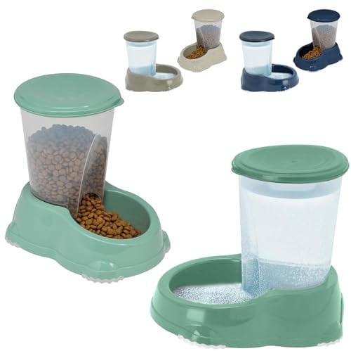 CAT CENTRE Smarty Snacker and Sipper 1.5L Automatic Gravity Dry Food Snacks Dispenser Dog Rabbit Small Animal Premium Pet Drinking Supplies Kittens Healthy Water Feeder Green
