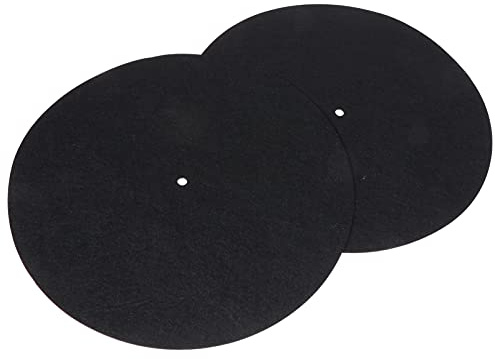 Schallplatten Antistatikmatte Schwarz 2 Stück für Plattenspieler | Filz, Vibrationsdämpfend und Haftungsstark, Zubehör für Plattenspieler, Schallplatten Matte