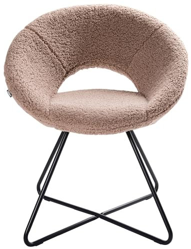Beliani Sessel rund Bouclé beige Taupe mit schwarzem Metallgestell Kufen Retro Rachel