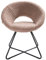 Sessel rund Bouclé beige taupe mit schwarzem Metallgestell Kufen Retro Rachel