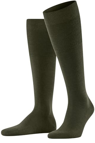 FALKE Herren Airport M Kh Wolle Baumwolle lang einfarbig Kniestrümpfe, Grün Grass 7431, 43-44