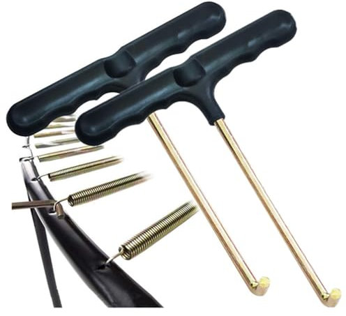 Wanfoou Trampoline Spring Pull Tool T-Hook, 2 PCS Trampoline Hook Tool, Spring Pull T-Hook with Plastic Handle for Jumping Trampoline Spring Installation