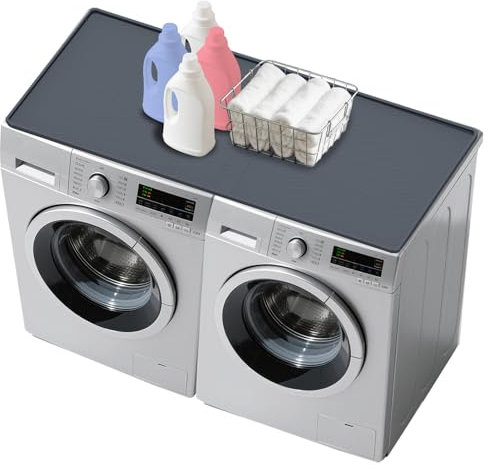 Sibosen 130 x 65 cm Schutzmatte für Wasch- und Trockneroberseite, Waschtrockner-Arbeitsplatte rutschfest, Wasserdicht, Silikon-Aufsatz für Waschküche oder Küche, Dunkelgrau