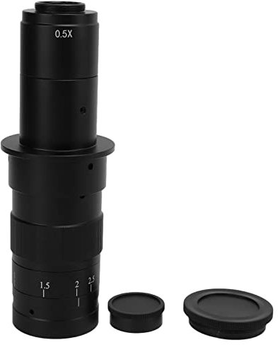 180X Zoom Microscope Camera Lens C Mount Alloy Lens with Adjustable Magnification for VGA USB Industrial Video Microscope Camera
