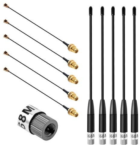 Pixelure 10dBi Gain/868MHz LoRa Antenne für ESP32/LoRa 32 V3/LoRa32u4 II, SMA Stecker 195mm + (U.FL IPX) auf SMA Buchse Kabel für Meshtastic LoRa Long Range Soft Whip-Antenne (5 Stück)