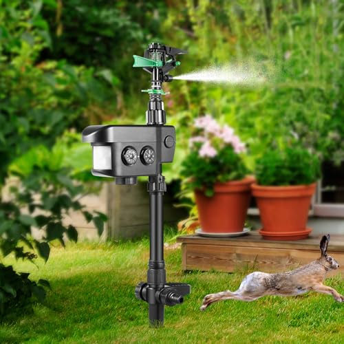 Wasserstrahl Tiervertreiber, Garten Solar Sprinkler Tier Repeller, mit 3 Zeitmodi Einstellbarer Sprühwinkel und Sprühabstand, Katzenschreck Hunde Marder Waschbären Wildtiere