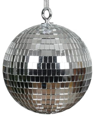 Kaemingk Weihnachtskugel Kunststoff 15cm - Christbaumkugel in Discokugel Optik - bruchfest - Weihnachtsbaumkugeln für Weihnachten - Christbaumschmuck & Weihnachtsbaumschmuck - große Kugel Silber