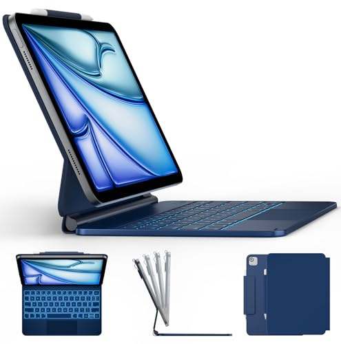 typecase Étui avec clavier Edge pour iPad Air 11 (M3/M2, 2025/2024), iPad Pro 11 (4e/3e/2e/1ère génération) et iPad Air 11 5/4e génération, support magnétique flottant, pavé tactile multi-touch