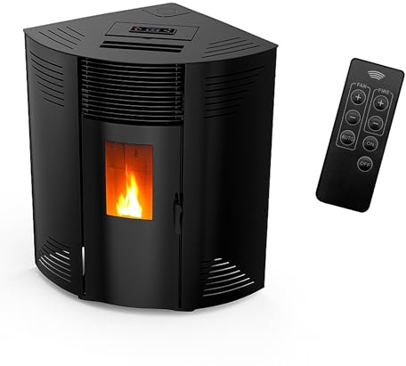 Sannover Stufa a pellet angolare impermeabile Iseos, 12,2 kW, colore: Nero