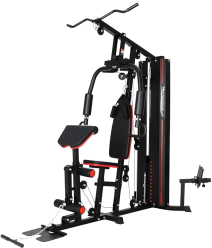 Novonova Station de Musculation Multifonction, Banc de Musculation Complet, Barre de Traction Cage Station Machine Musculation avec Poids, Fitness Domicile Home Gym Bras/Épaules/Poitrine/Dos/Jambe