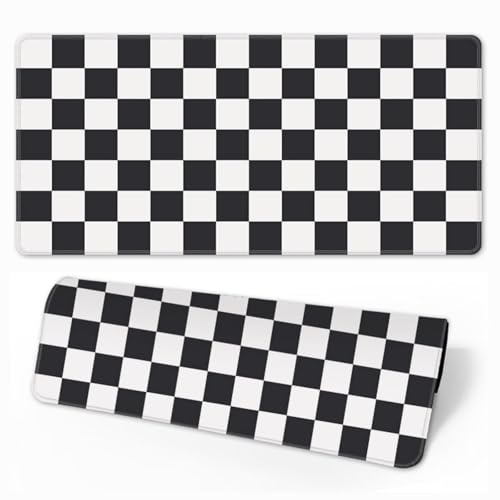 Hearda Tapis de Souris XXL/XL/L, Tapis de Souris Gamer Damier Arc-en-Ciel, Accessoire Bureau avec Bords Cousus, Mouse Pad en Base Antidérapante, Convient Gaming (Noir,900x400x3mm)