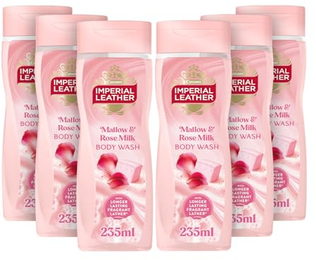 Imperial Leather Mallow & Rose Milk Body Wash Shower Gel, Rich Creamy Lather & Long-lasting Luxury Fragrance, Vegan & Cruelty Free (6 x 235ml)
