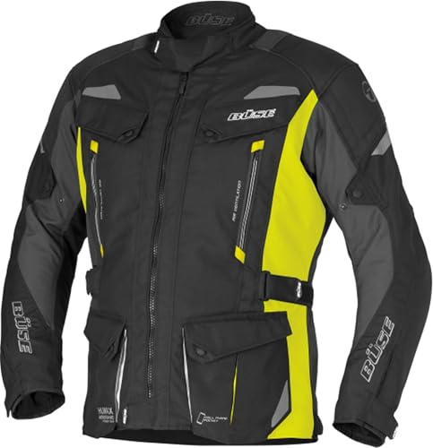 Büse Lago 3 Motorrad Textiljacke, schwarz/neon/gelb, 4XL