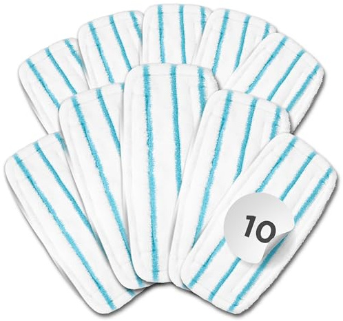 Duronic STM15X10 Pack de 10 serpillières de rechange pour balai vapeur | Tissu compatible avec le nettoyeur à vapeur Duronic STM15 Mop de remplacement Microfibres Lavable réutilisable