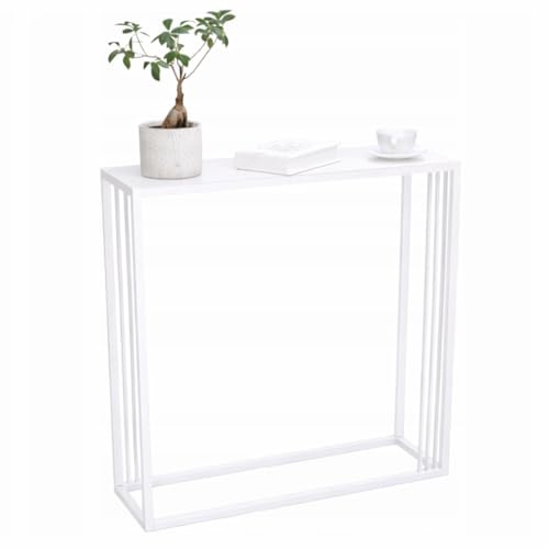 Anwicar Table Console 80 cm - Console Entree Moderne - Bout de Canape - Meuble Industriel - Table Haute - Meuble Entree Couloir - Blanc 80x20,5x10 cm