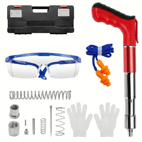 Portable Steel Fastening Tool Set for Masonry Walls, Cordless Manual Concrete Nailer Kit with Adjustable Punch Duty, Mini Silence Hand Nail Gun for Wood Framing & DIY Renovation, Removable Concealment