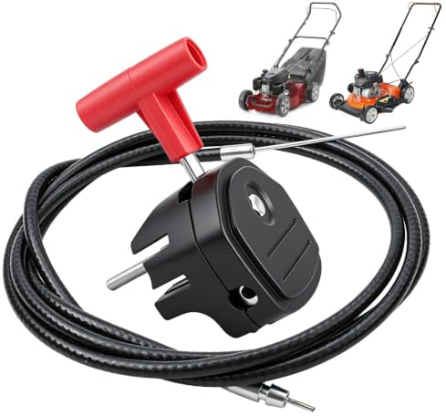 Universal Gaszug 142cm mit Chokehebel für Rasenmäher, Bautenzug Gashebel Ersatzteil für Benzin Rasenmäher, Motorhacke und Gartengeräte, Verstellbarer Bowdenzug Zubehör