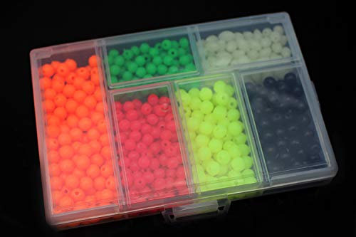 Angelperlen / Köder aus Kunststoff, rund, oval, leuchtend, schwimmend, 850 Stück in Box