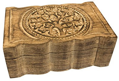 Schmucktruhe Lebensbaum, Holztruhe für Schmuck, Aufbewahrung, Truhe aus Holz