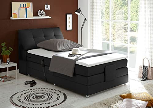 Froschkönig24 Concord 120x200 cm Boxspringbett Bett mit Motor Schwarz, Ausführung:Variante 3