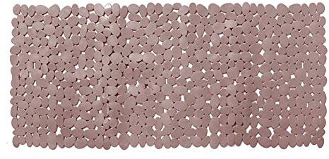 Succsale -Rechteckige Anti-Rutsch-Badematte aus PVC in Steinoptik für Dusche und Badewanne braun
