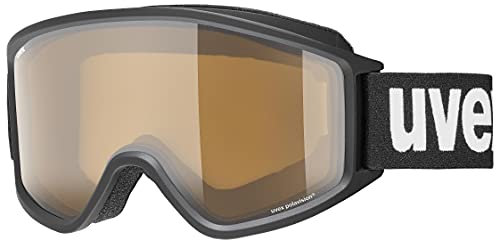 uvex g.gl 3000 P - Skibrille für Damen und Herren - polarisiert - vergrößertes, beschlagfreies Sichtfeld - black matt/brown-clear - one size