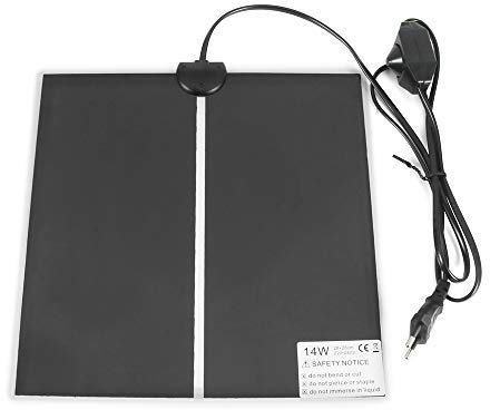 ALLOMN Reptilien Heizkissenmatte, Einstellbare Reptilien Tankwärmematte Wärmekissen Thermostat für Haustiere mit Temperaturregler 0-35 Grad, für Turtle Snakes Lizard Gecko Spinne (14W 28×28cm)
