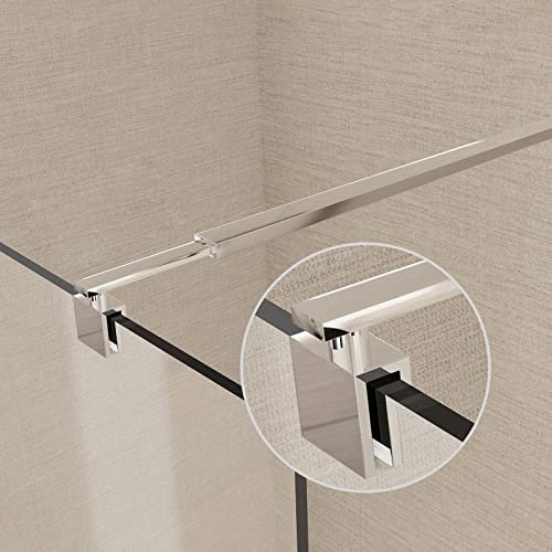 Heilmetz Stabilisierungsstange Haltestange für Duschwand mit 70-120 cm teleskopierbar für Glasstärke 8-10 mm, Eckig Stabilisierungsstange für Dusche, Edelstahl Chrome (2 Stück)