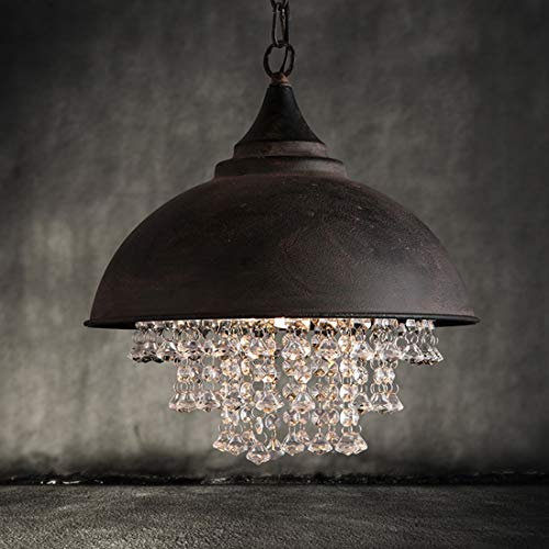 E27 Pendelleuchte Hängelampe Vintage Kristall Esszimmer Esstisch Lampe, LED Hängeleuchte Rustikal Küchen Wohnzimmer Schlafzimmer Industrie LOFT stil, Rund Kristallleuchter, 60m-Höhenverstellbar, D33cm