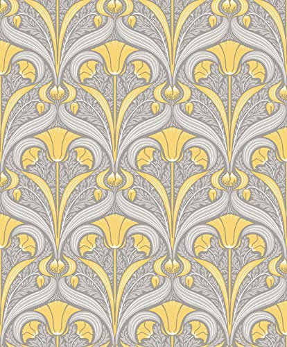 Cressida Liberty-Hope Grey / Yellow Art Deco Wallpaper 670540