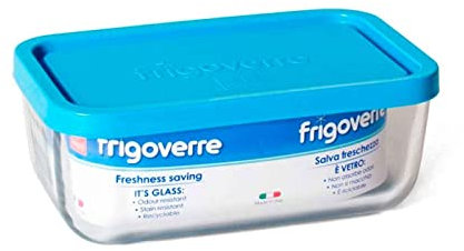 Frigoverre - Fiambrera rectangular de cristal con tapa de plástico, contenedor para alimentos de vidrio, 370 cl, 26 x 21 x 10 cm