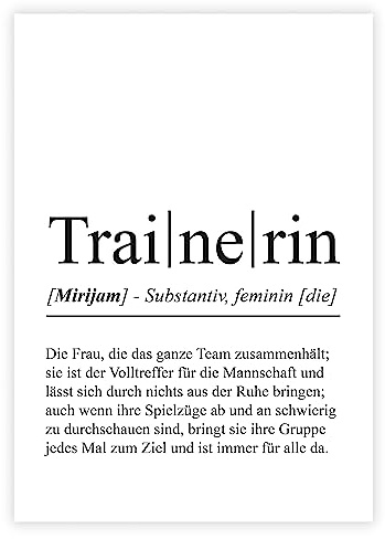 321GESCHENKE Personalisiertes Definitionsposter „TRAINERIN“ Geburtstag, Bedanken, beste Trainerin, Geschenk, Abschied, Danke, Saison, Duden