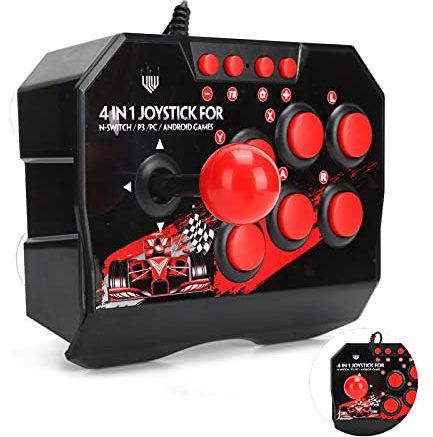 Joystick Arcade, Classic Universal Switch/PC/PS3 Arcade Fight Stick Cablato Rosso per Ragazzo Ragazza per Giochi Arcade