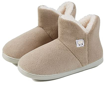 AUXDIQ Hausschuhe Damen Herren Plüsch Gefüttert Winter Hausstiefel rutschfest Pantoffeln Stiefel Schuhe Drinnen und Draußen