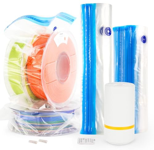 AMOLEN – Lot de 16 sacs de rangement sous vide de deux tailles différentes pour filament d’imprimante 3D, avec pompes automatiques/déshydratants/cartes indicateurs d'humidité/clips - 3DSEAL16